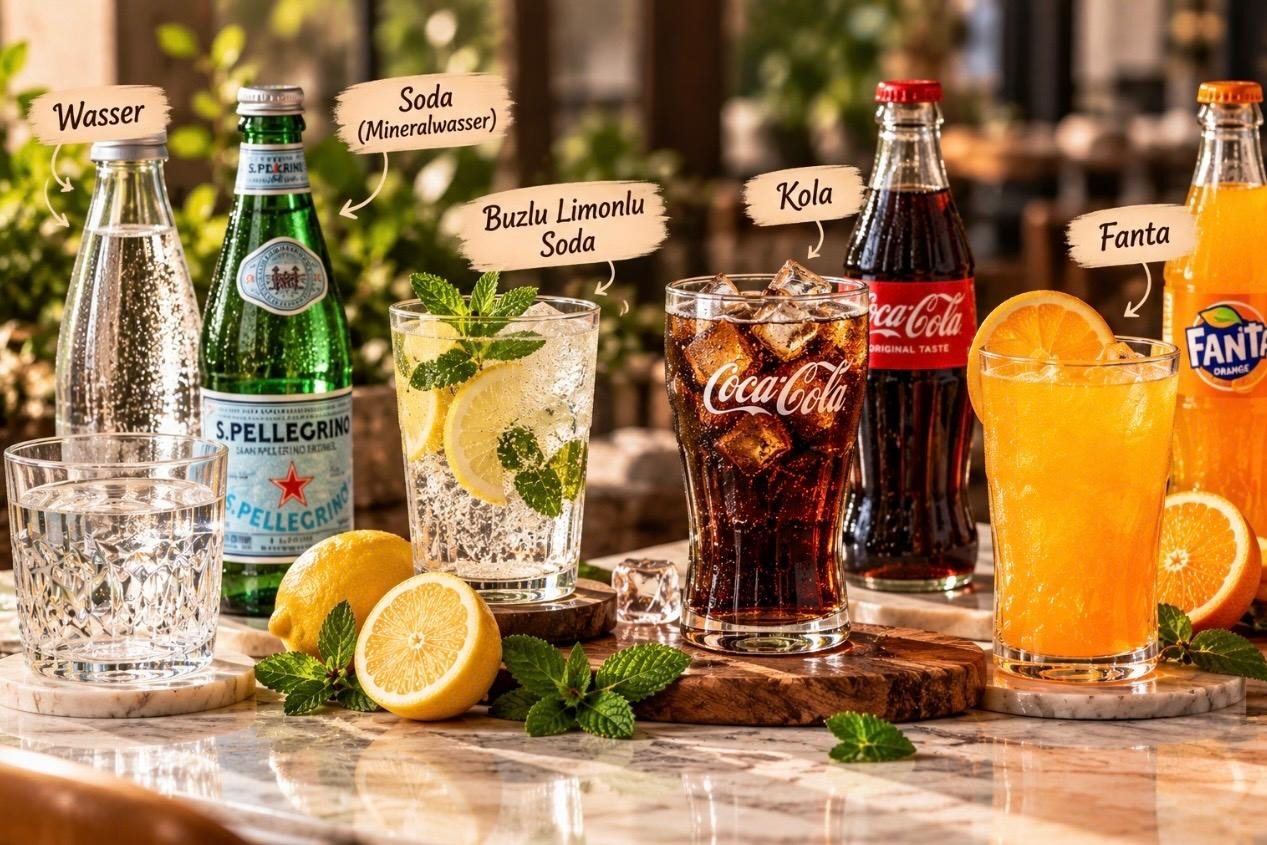 Wasser, Soda, Limonade, Cola und Fanta