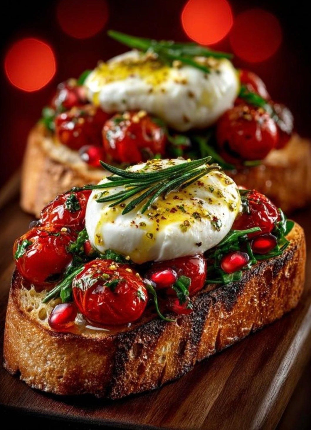 Geröstetes Brot mit Burrata und Kirschtomaten