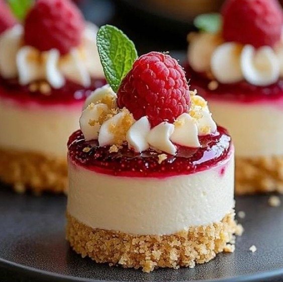 Cheesecake mit Himbeere und Sahnehaube